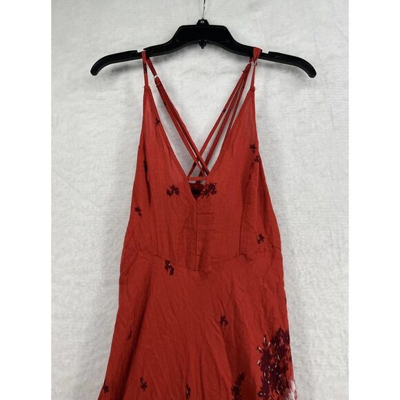 Free People Get To You Floral Maxi Slip Dress In Scarlet Combo - Picture 4 of 10